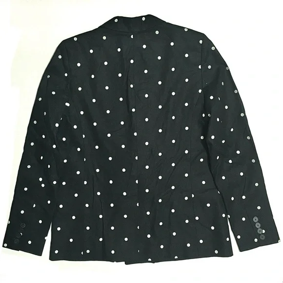 Sezane Christie Blazer Jacket Polka Dot Linen Cotton Suit Coat Black White 38 6 - Picture 11 of 16